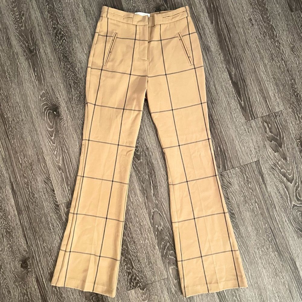 By Anthropologie plaid flare pants